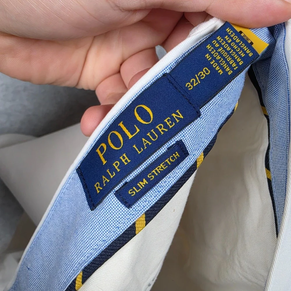 Polo Ralph Lauren Pants Mens Sz 32x30 Ecru Slim Stretch Chino Office Preppy NEW